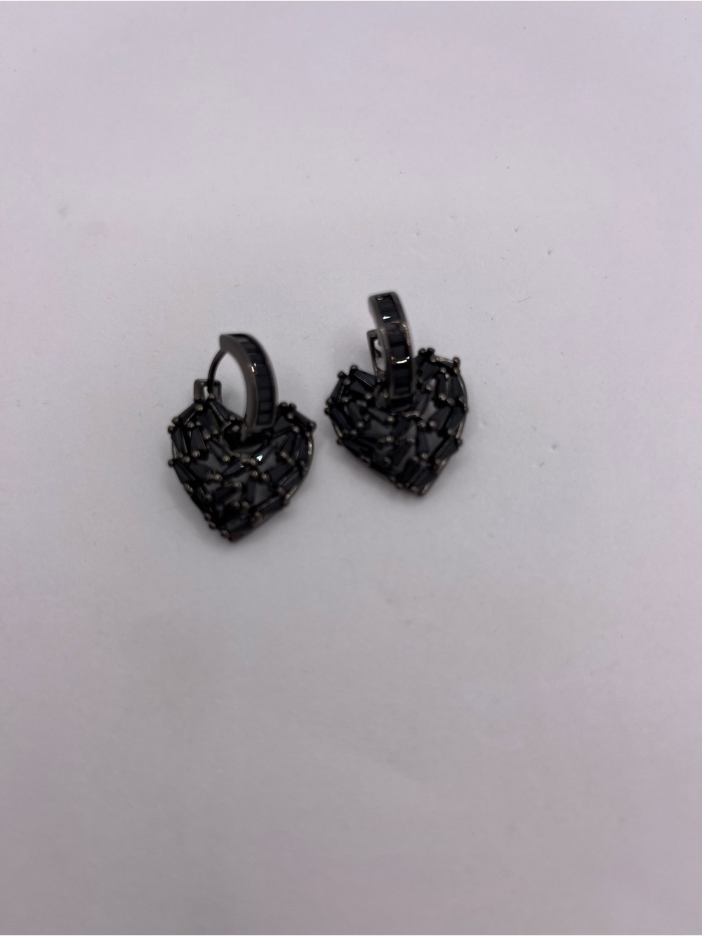 Black Heart Dangle Hoop Earrings for Women “In A Heartbeat”